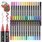 28 Metallic Colors Dual Tip Acrylic Paint Markers, Brush Tip and Fine Tip Acrylic Paint Pens for Rock Painting, Ceramic, Wood, Canvas, Plastic, Glass, Stone, Calligraphy, Card Making, DIY Crafts